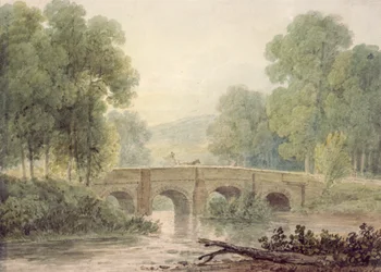 Woody Landscape with a Stone Bridge over a River
